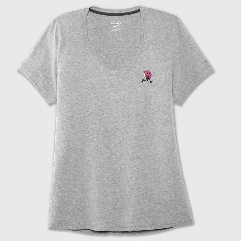 Brooks Run Happy Graphic - Camisetas Manga Corta Mujer - Gris (GX3784096)